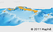 Political Shades Panoramic Map of Turks and Caicos Islands, single color outside