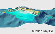 Satellite Panoramic Map of Turks and Caicos Islands, political outside, satellite sea