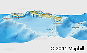 Satellite Panoramic Map of Turks and Caicos Islands, political shades outside