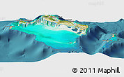 Satellite Panoramic Map of Turks and Caicos Islands, single color outside