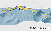Savanna Style Panoramic Map of Turks and Caicos Islands, single color outside