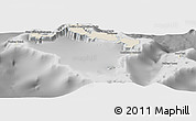 Shaded Relief Panoramic Map of Turks and Caicos Islands, desaturated