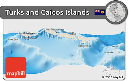 Shaded Relief Panoramic Map of Turks and Caicos Islands