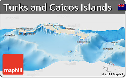 Shaded Relief Panoramic Map of Turks and Caicos Islands