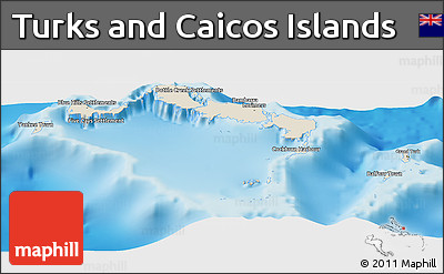 Shaded Relief Panoramic Map of Turks and Caicos Islands
