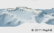 Shaded Relief Panoramic Map of Turks and Caicos Islands, semi-desaturated