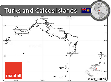 Blank Simple Map of Turks and Caicos Islands