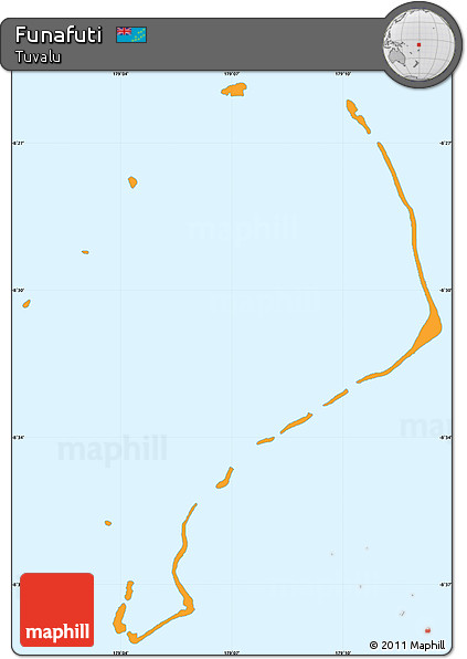 Political Simple Map of Funafuti, single color outside