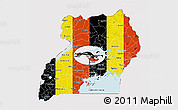 Flag 3D Map of Uganda, flag rotated