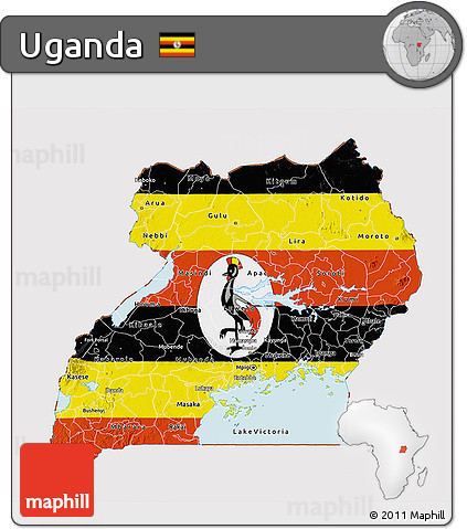 Flag 3D Map of Uganda