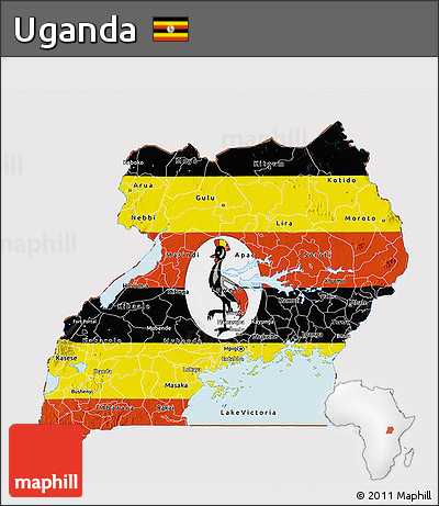 Flag 3D Map of Uganda