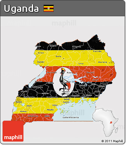 Flag 3D Map of Uganda