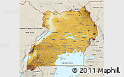 Physical 3D Map of Uganda, shaded relief outside