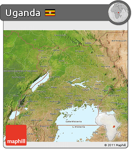 Satellite 3D Map of Uganda