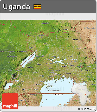 Satellite 3D Map of Uganda
