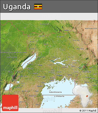 Satellite 3D Map of Uganda