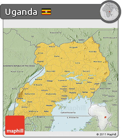 Savanna Style 3D Map of Uganda