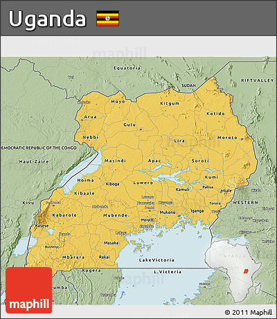 Savanna Style 3D Map of Uganda