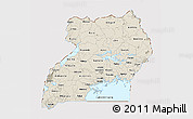 Shaded Relief 3D Map of Uganda, cropped outside