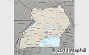 Shaded Relief 3D Map of Uganda, darken, semi-desaturated