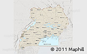 Shaded Relief 3D Map of Uganda, lighten, semi-desaturated
