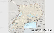 Shaded Relief 3D Map of Uganda, semi-desaturated