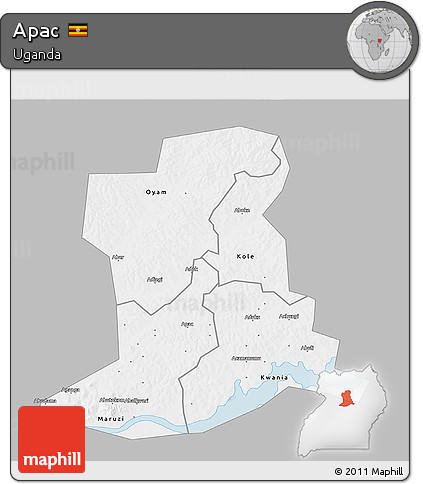 Gray 3D Map of Apac, single color outside