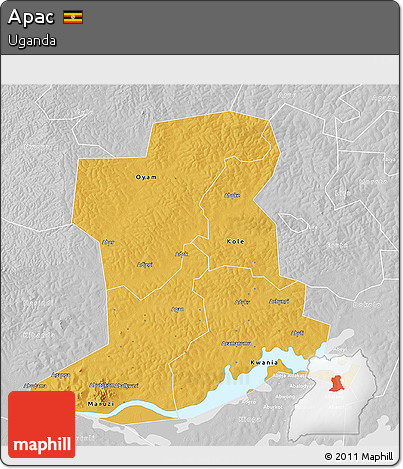Physical 3D Map of Apac, lighten, desaturated