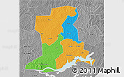 Political 3D Map of Apac, desaturated