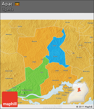 Political 3D Map of Apac, physical outside
