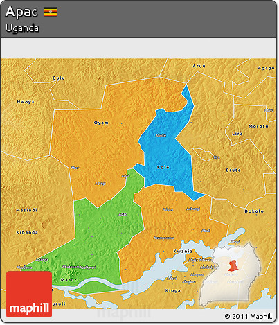 Political 3D Map of Apac, physical outside