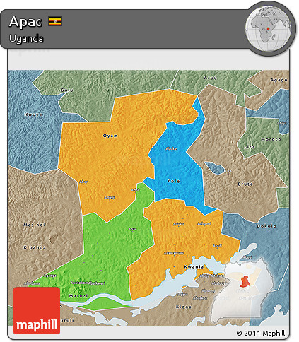 Political 3D Map of Apac, semi-desaturated