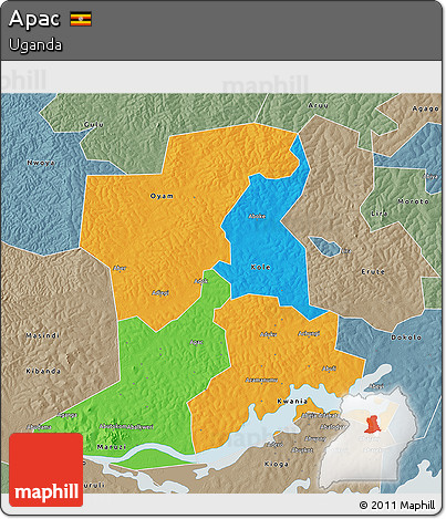 Political 3D Map of Apac, semi-desaturated