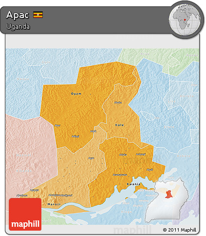 Political Shades 3D Map of Apac, lighten