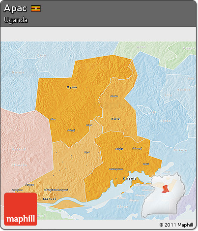 Political Shades 3D Map of Apac, lighten