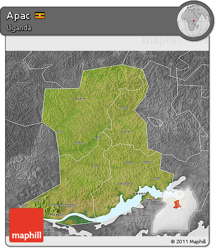 Satellite 3D Map of Apac, desaturated
