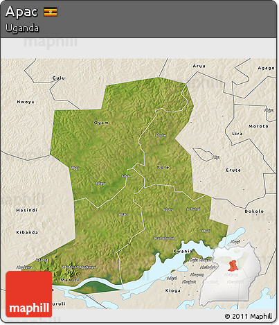 Satellite 3D Map of Apac, shaded relief outside