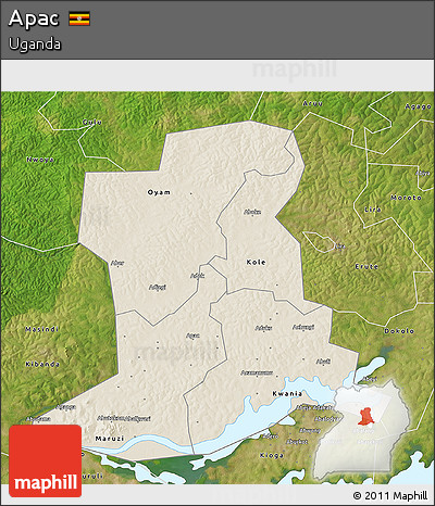 Shaded Relief 3D Map of Apac, satellite outside