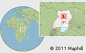 Savanna Style Location Map of Apac, highlighted country, within the entire country