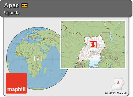 Savanna Style Location Map of Apac, highlighted country