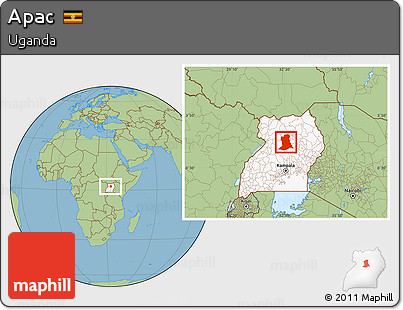 Savanna Style Location Map of Apac, highlighted country
