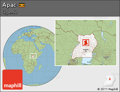 Savanna Style Location Map of Apac, highlighted country