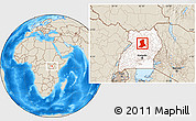 Shaded Relief Location Map of Apac, highlighted country