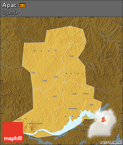 Physical Map of Apac, darken