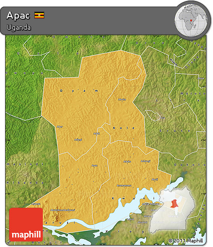 Physical Map of Apac, satellite outside