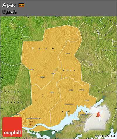 Physical Map of Apac, satellite outside