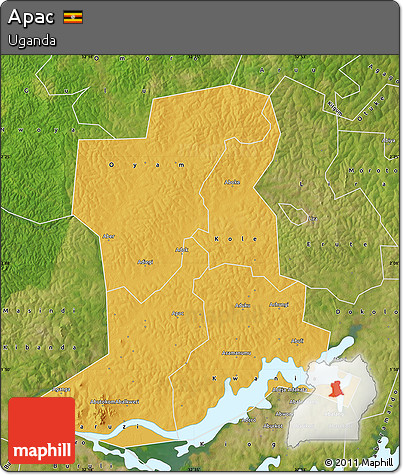 Physical Map of Apac, satellite outside