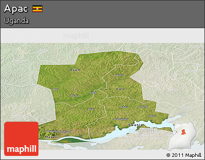 Satellite Panoramic Map of Apac, lighten