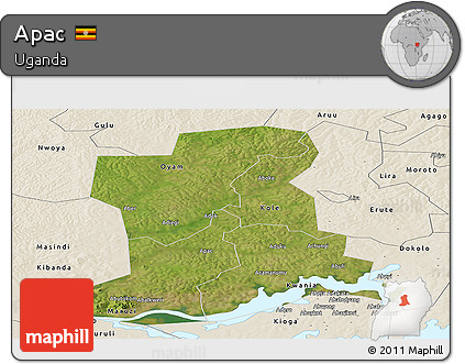 Satellite Panoramic Map of Apac, shaded relief outside