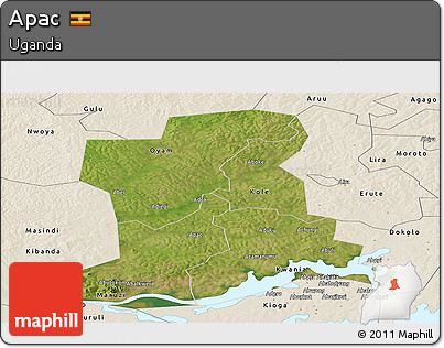 Satellite Panoramic Map of Apac, shaded relief outside